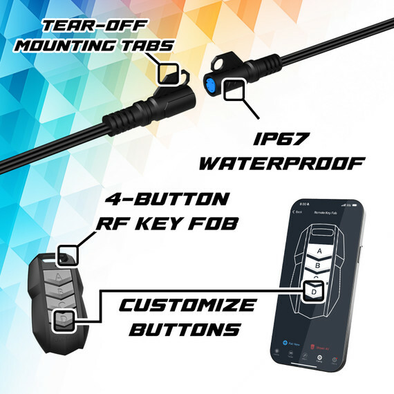 XK GLOW MX-WHIPB-STA XKmax RGBW Whip Kit 48 Inch with 240 LEDs, Music Sync