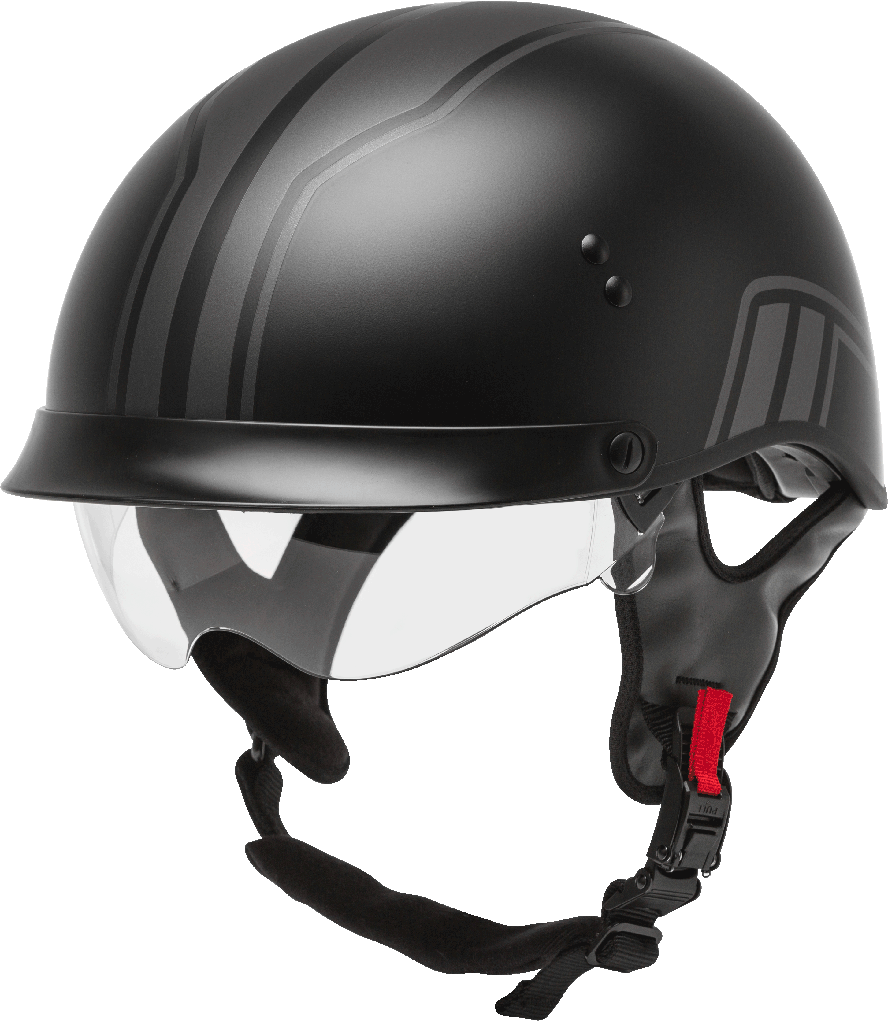 GMAX HH-65 Full Dressed Motorcycle Street Half Helemet (Matte Black/Silver,
