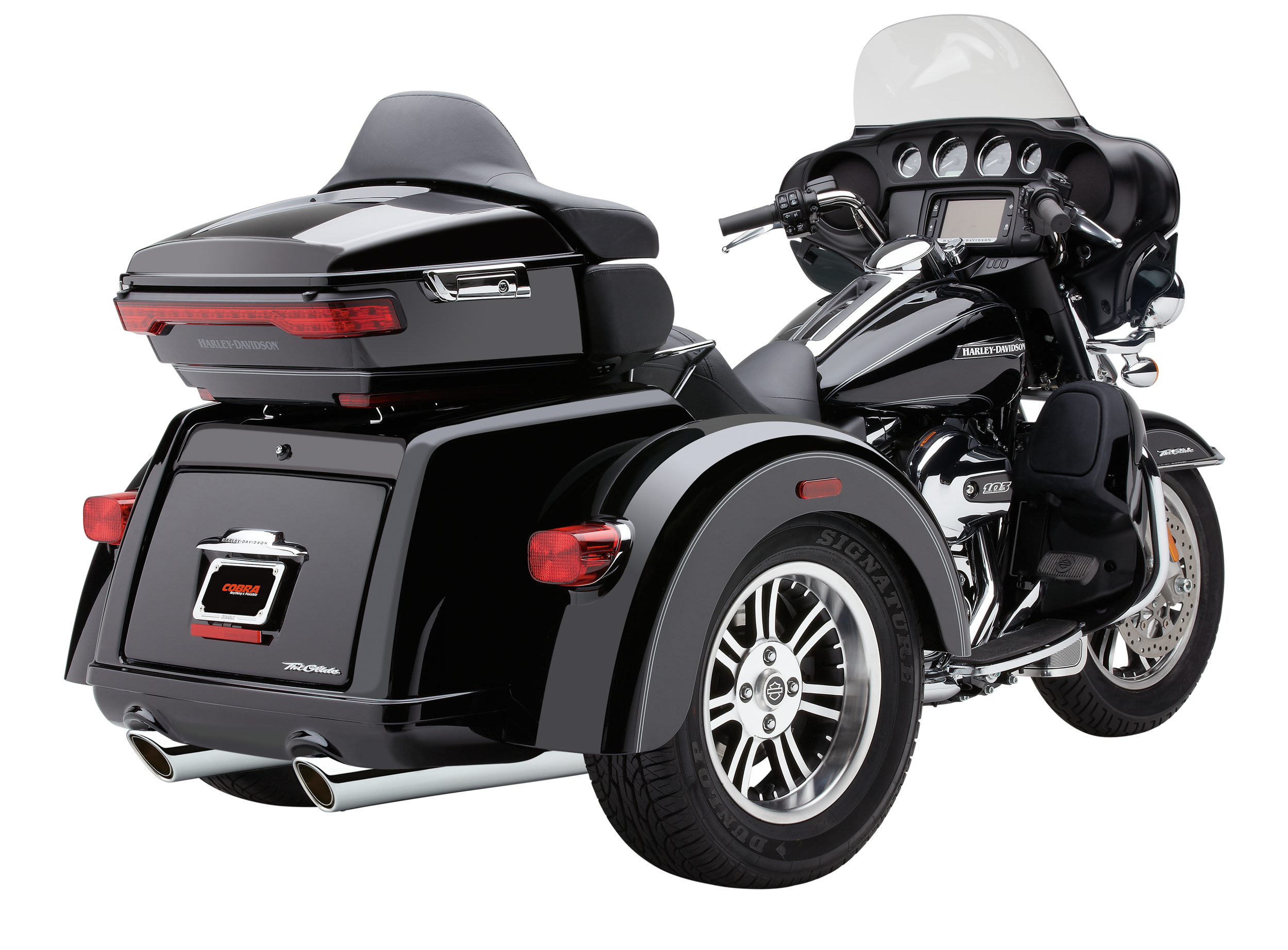 COBRA 909-TWINS 4" SLIP-ONS BLACK TRI-GLIDE 09-22 - View 1