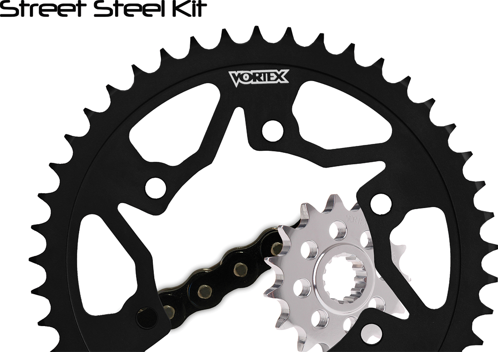 Sprocket/Chain Kit Stl/Stl 16/45t Sil Sx3 525 110l Blk