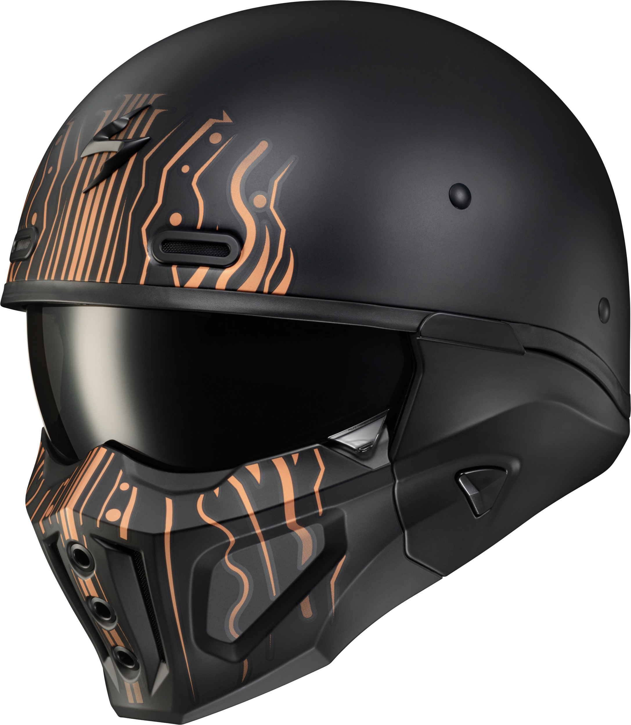 SCORPION EXO COVERT X OPEN-FACE HELMET TRIBE MATTE BLACK/COPPER 2X - View 1