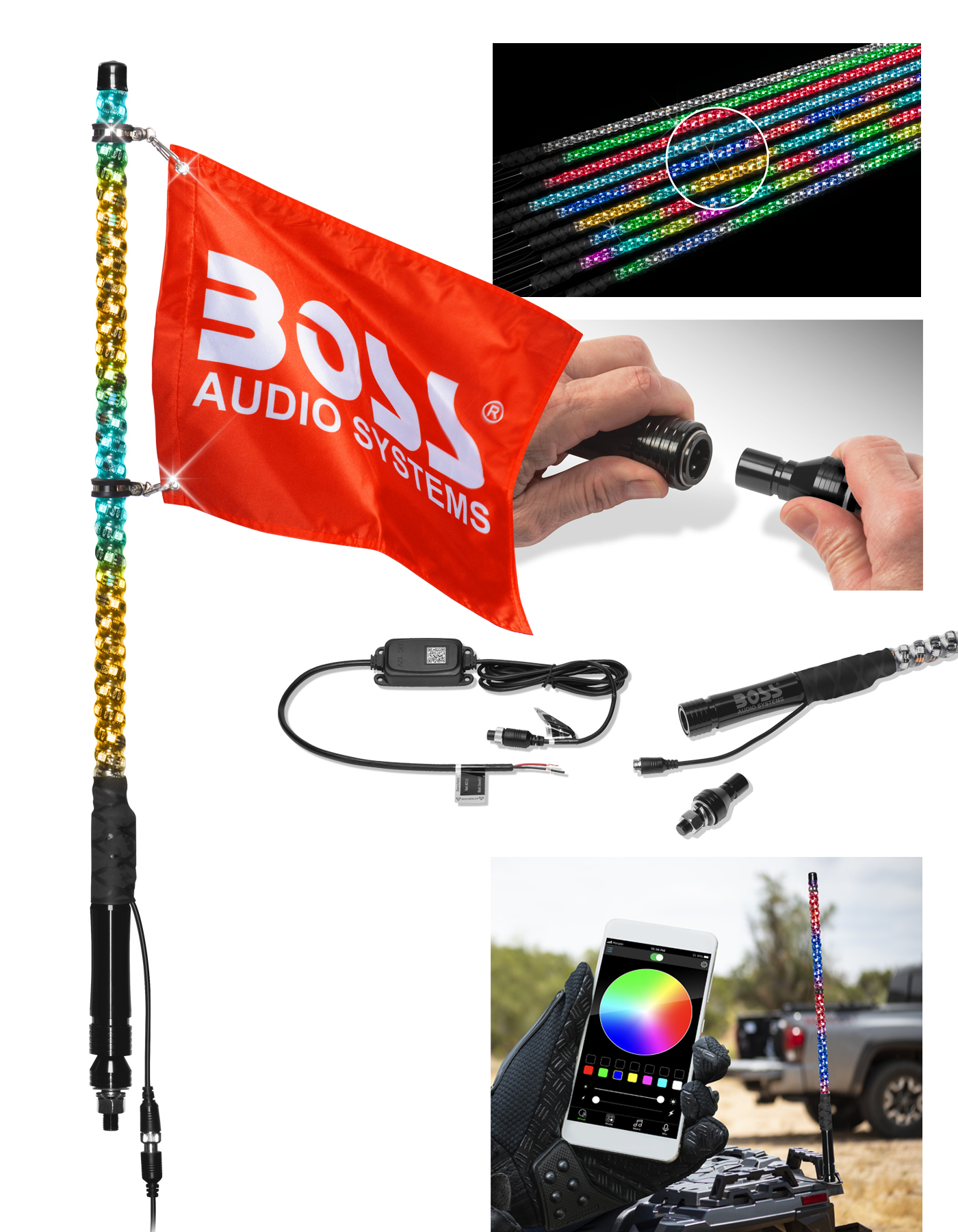 360 Degree RGB LED Whip Flag