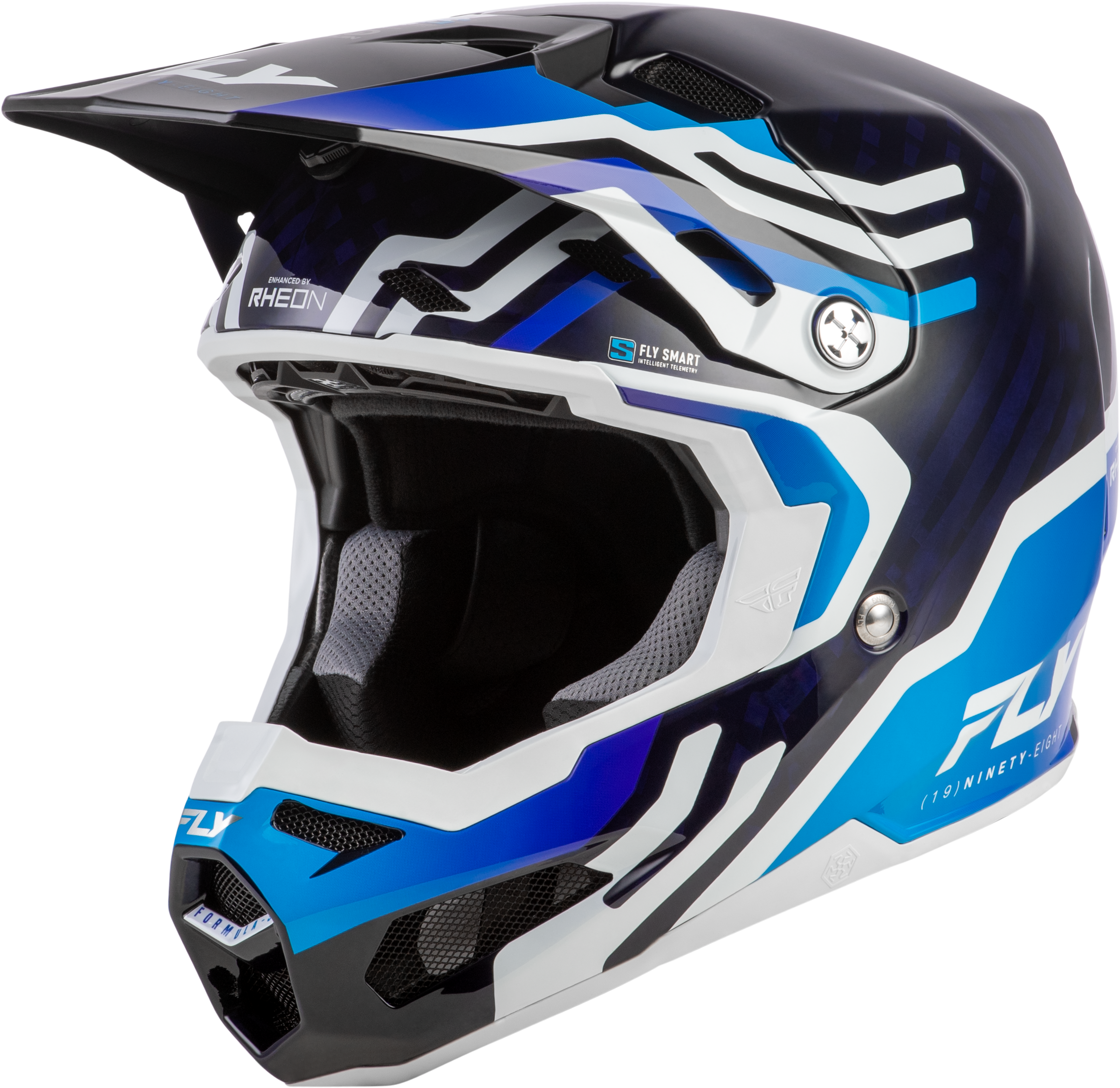73-4452M FLY RACING Formula S Carbon Byte Helmet Blue Carbon/White, MD/LG