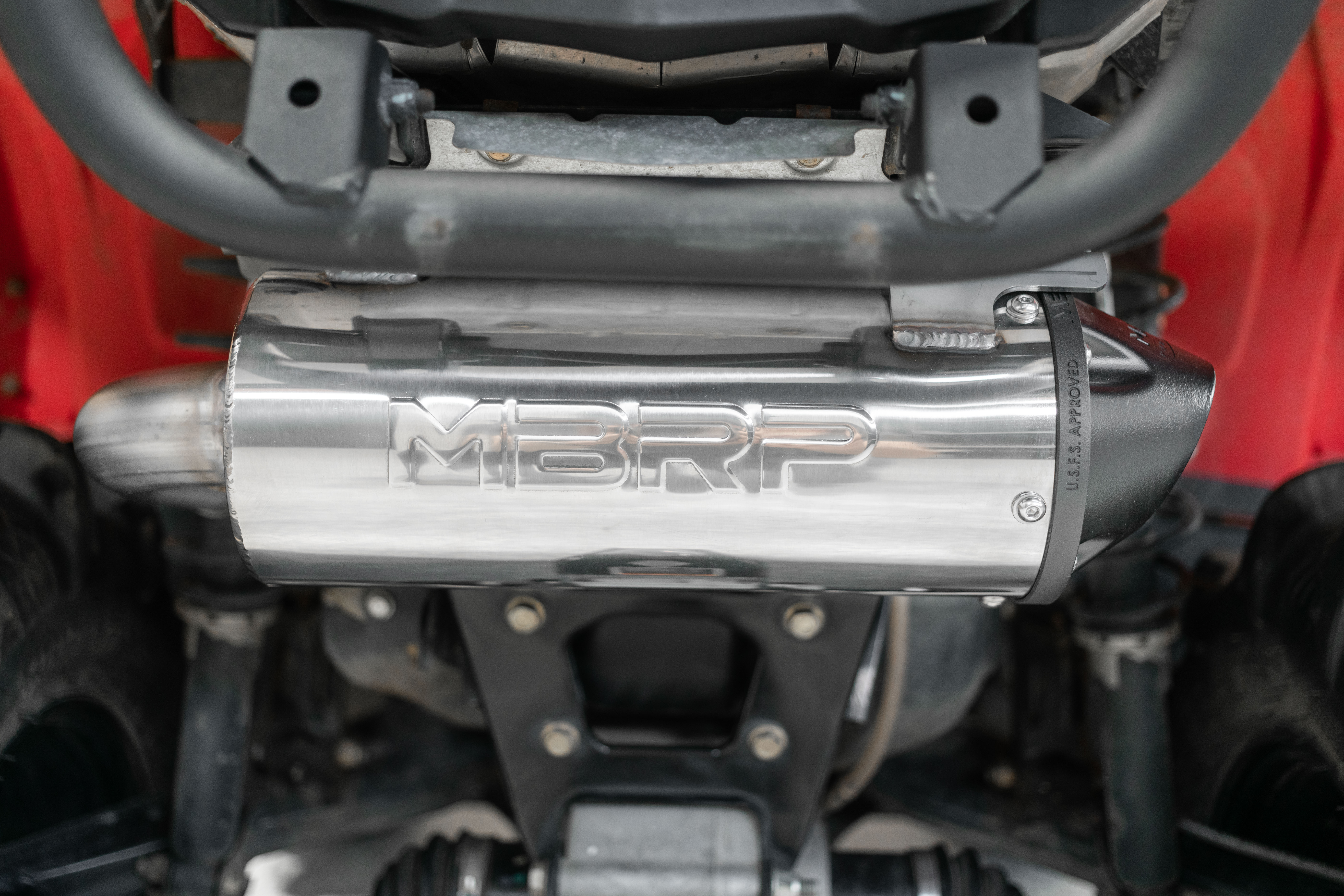 MBRP AT-9214PT Single Slip-On System with 5-Inch Performance Muffler for Can-Am Outlander