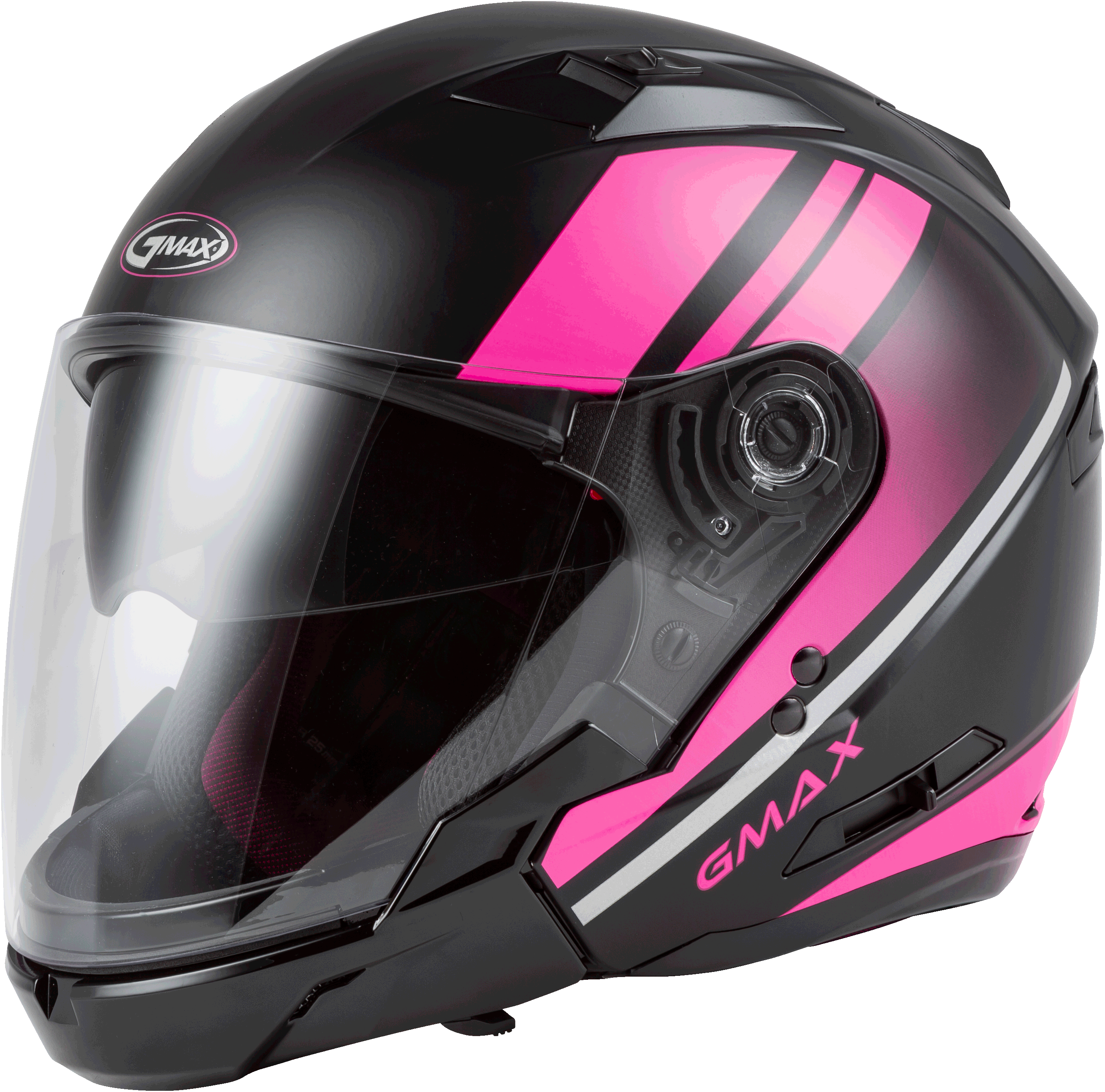GMAX OF-77 Open-Face Street Helmet (Matte Black/Pink/Silver, X-Large)