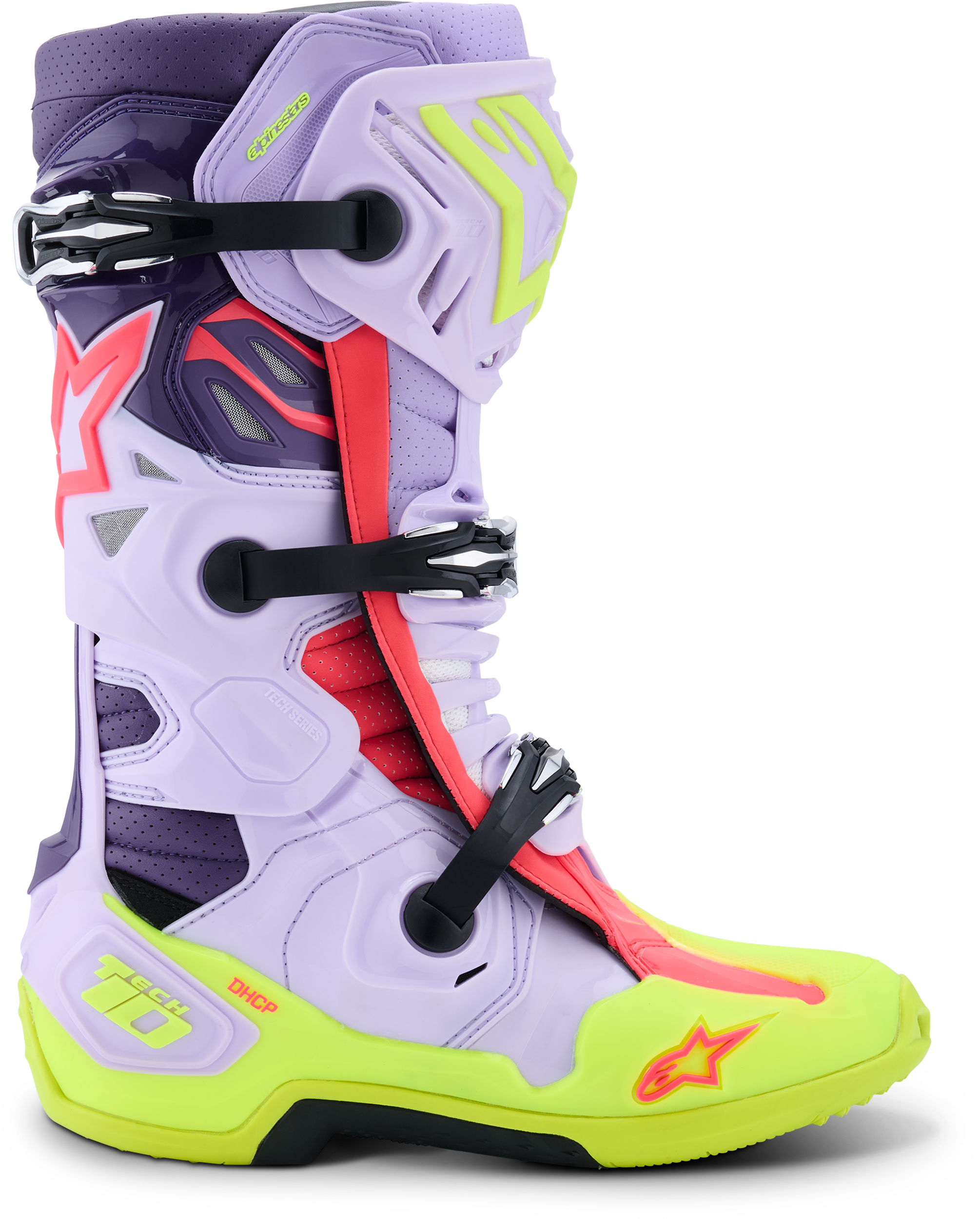 Alpinestars Tech 10 Supervented Boot Purple Yellow Flo Diva Pink Sz 13