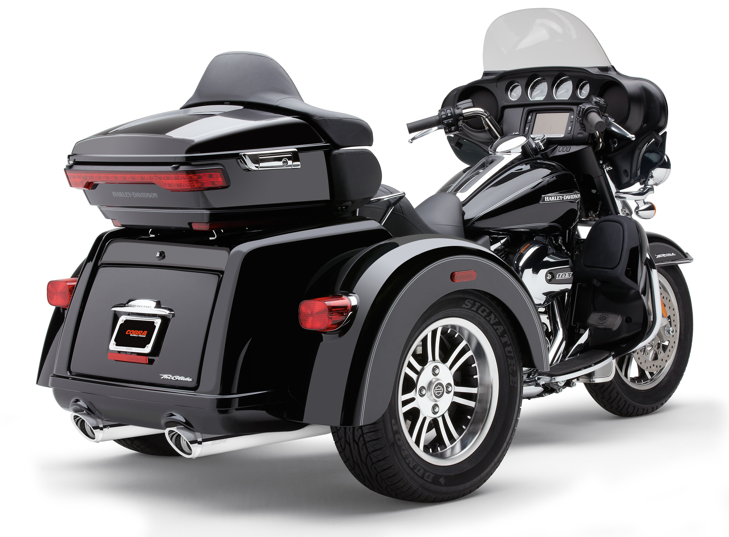 COBRA SLIP-ONS W/BILLET TIPS CHROME TRI-GLIDE 09-22 - View 1