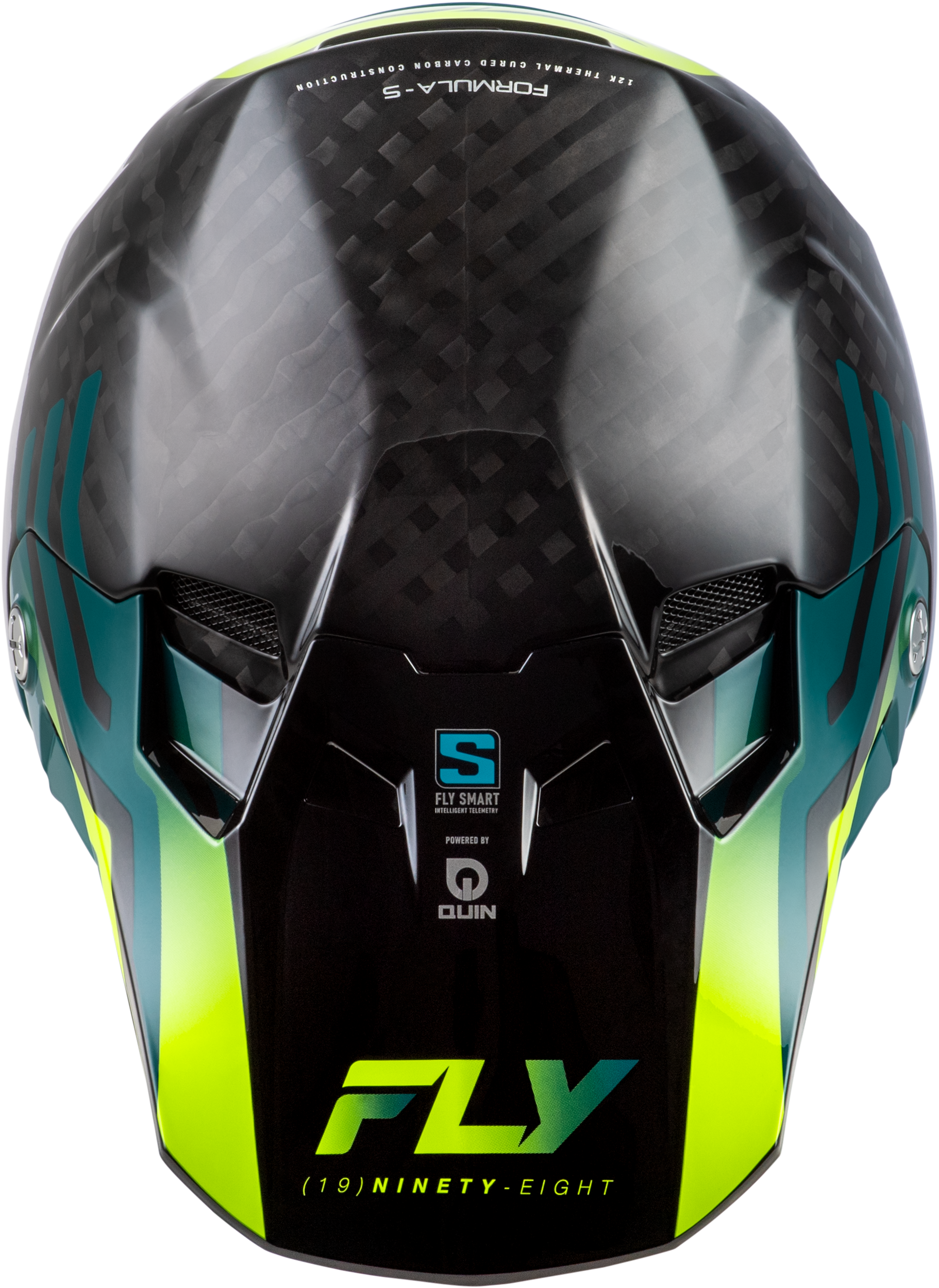 MPN 73-4453S FLY RACING Formula S Carbon Byte Helmet Black Carbon/Teal/Lime Sm