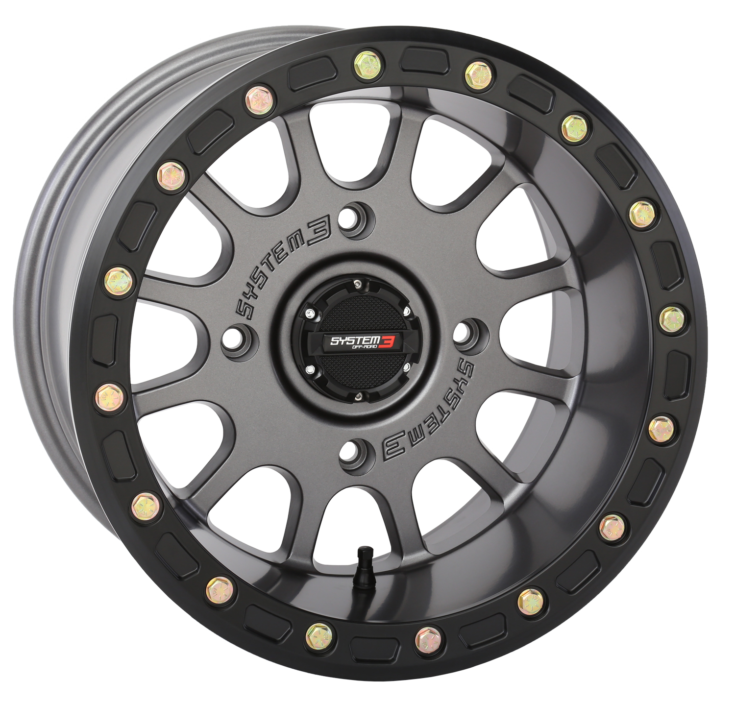 SYSTEM 3 SB5 Bl Wheel 15x10 5+5 (5mm) 4/156 Matte Gunmetal Grey – Fits Polaris RZR