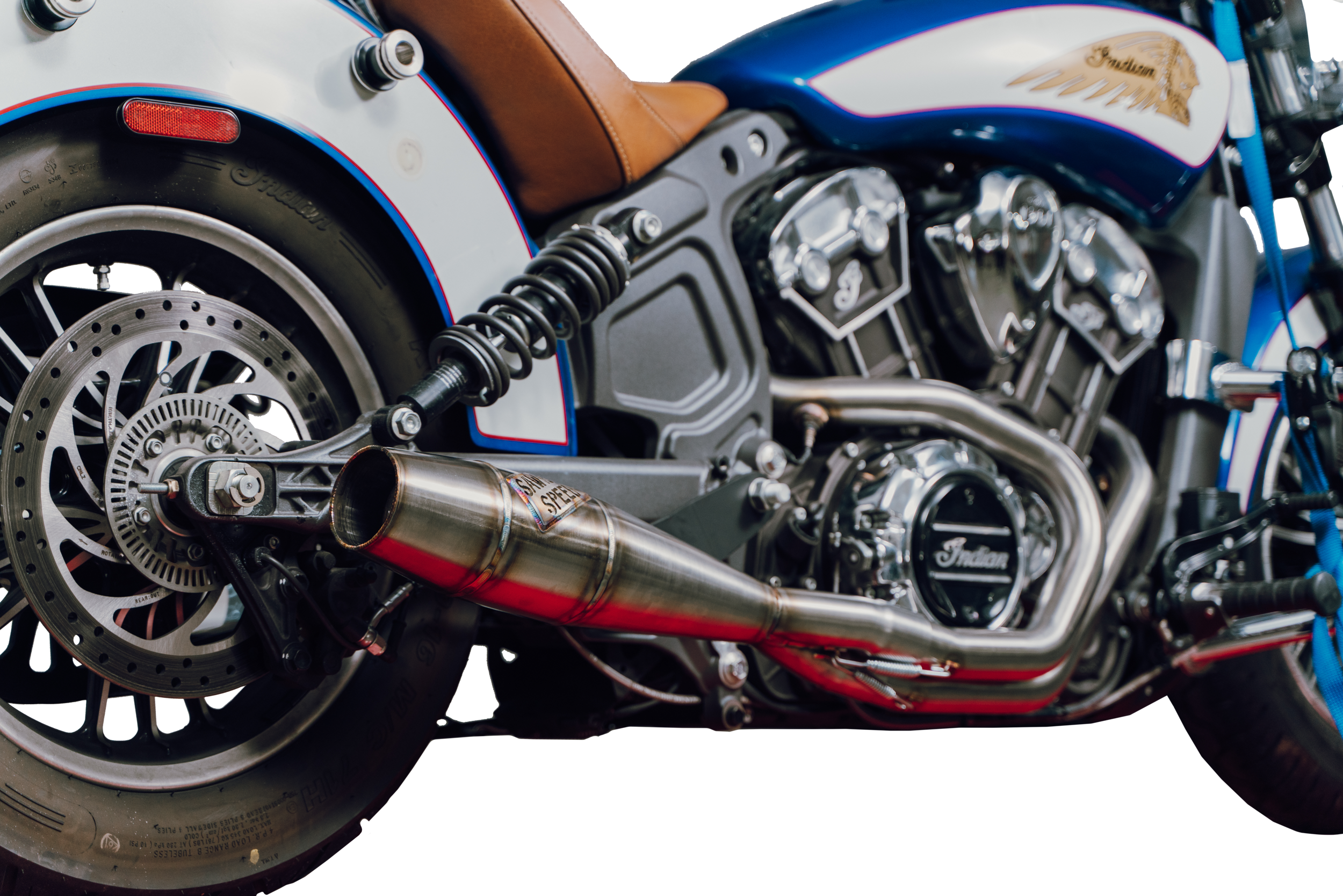 SAWICKI Indian Scout Long Cannon Exhaust - View 1