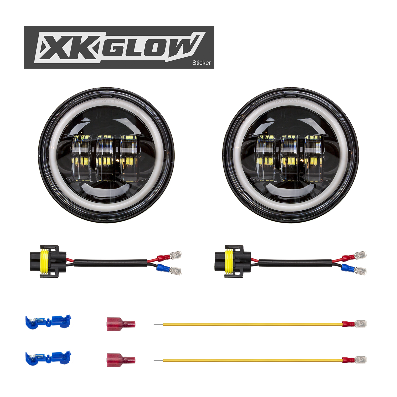 XK GLOW 4.5" Driving Lights Amber Halo - View 1
