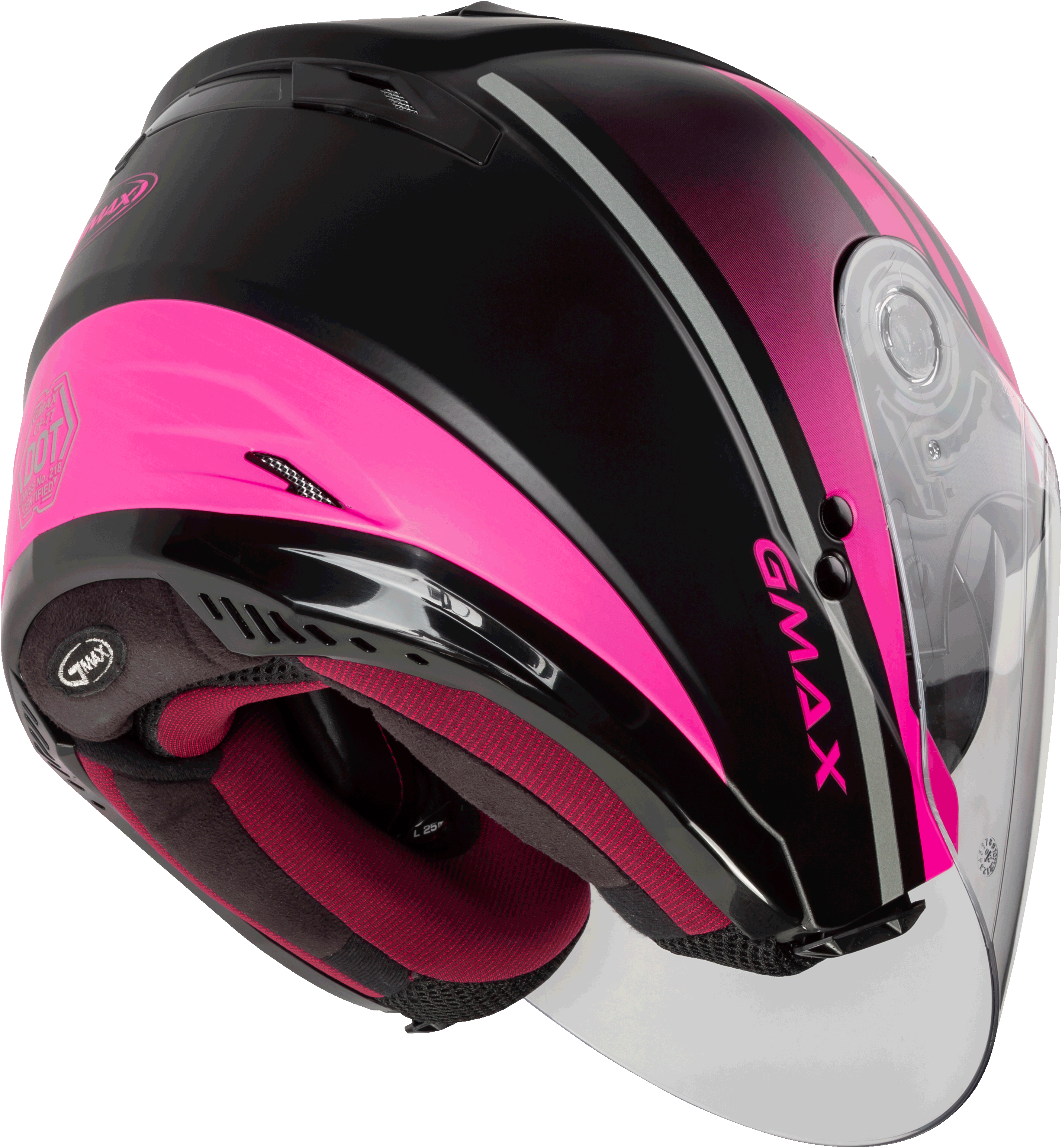 GMAX OF-77 Open-Face Street Helmet (Matte Black/Pink/Silver, X-Large)