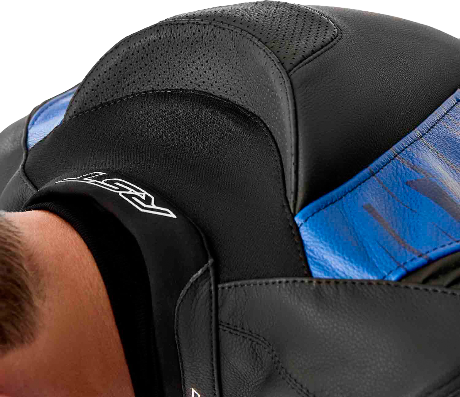RST 103635BLU-50 Tractech Evo D3o Leather Motorcycle Jacket, Black/Blue, Size 3X