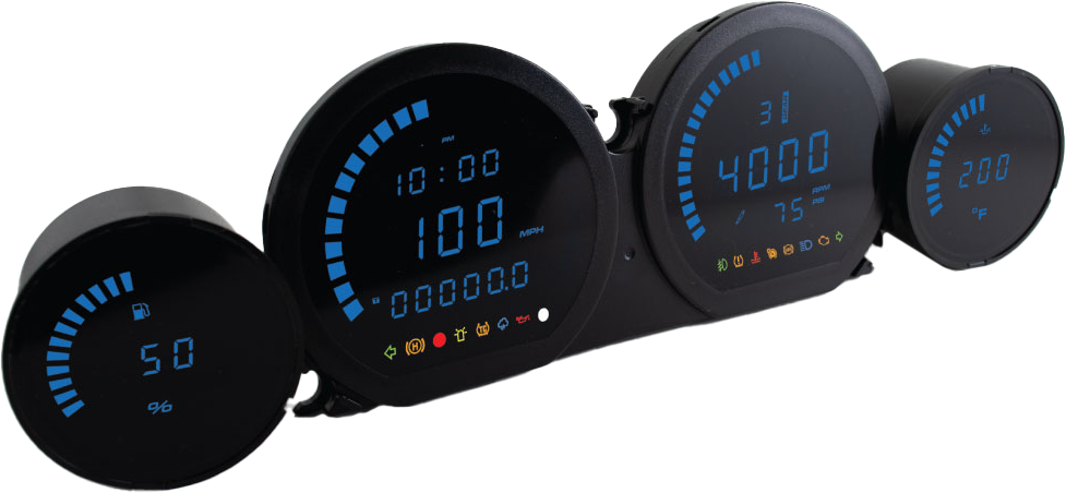 4 PIECE BLUE LED GAUGES `14-22 FLHT FLHX FLTR