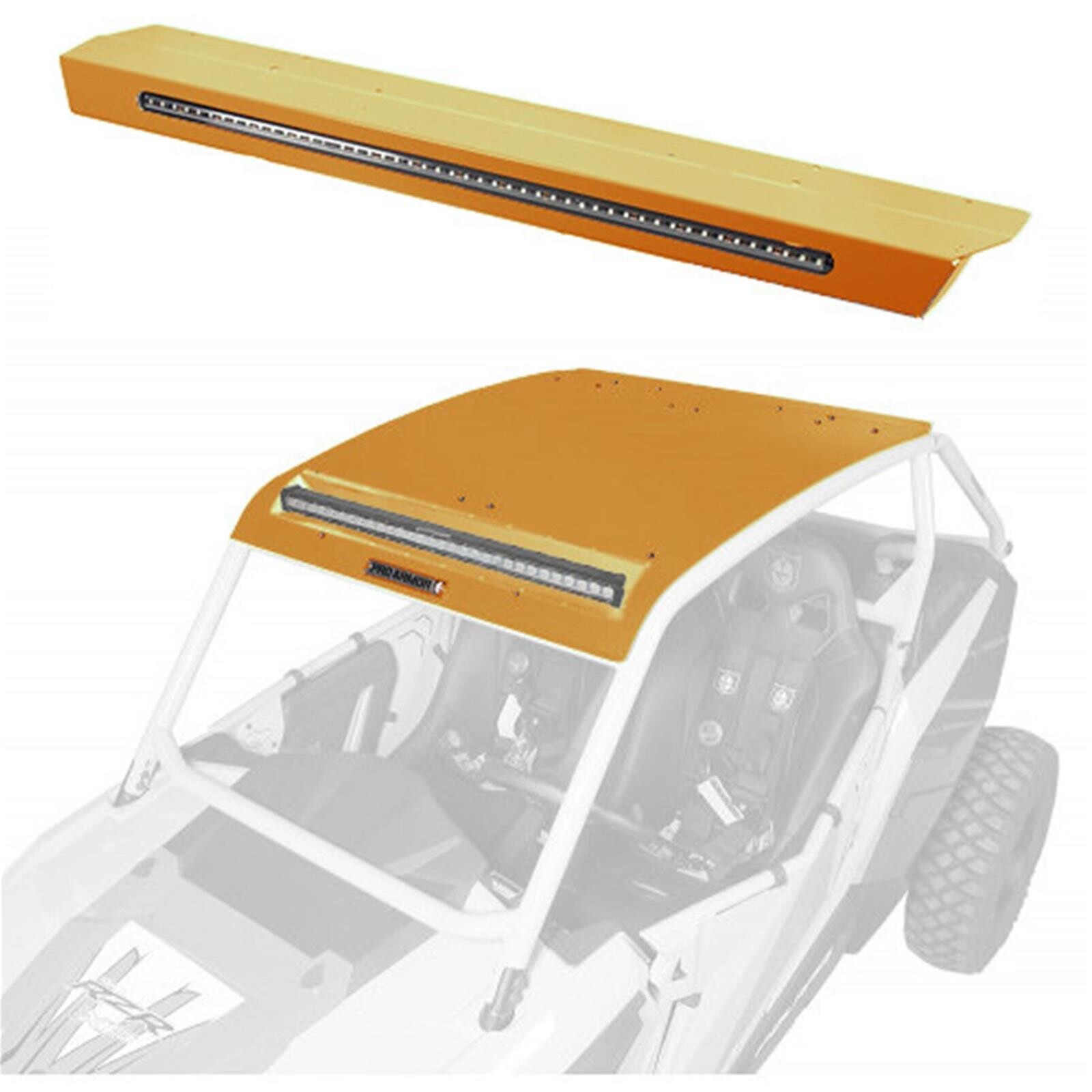 ASYLUM ROOF W/REAR LIGHT & LT BAR PCKT GOLD MATTE METAL