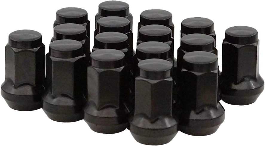 10MMX1.25 TAPERED LUG NUTS BLACK 60  14MM HEAD 16/PK