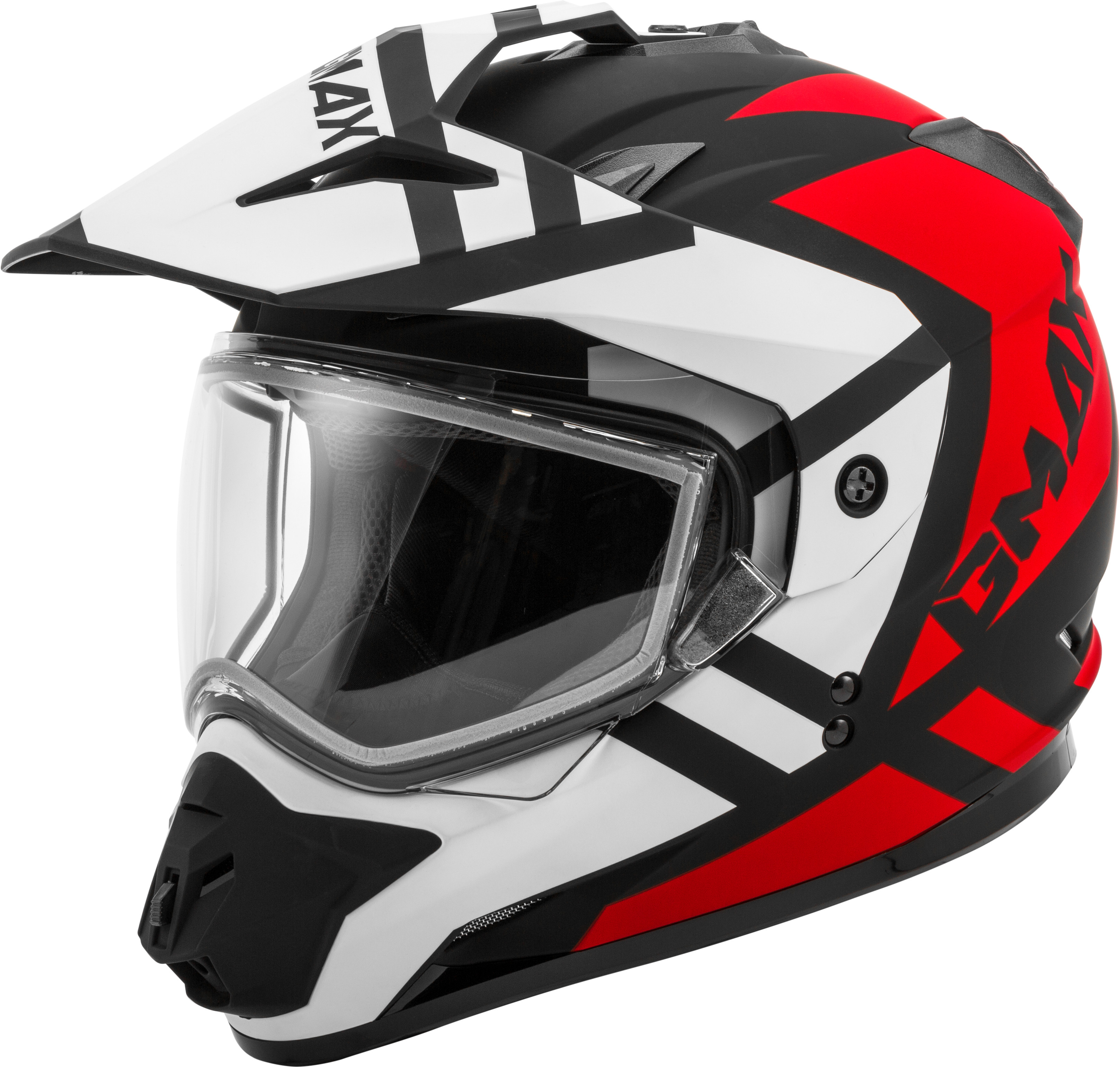 GM11S DUALSPORT TRAPPER SNOW HELMET MATTE BLAK/RED/WHITE 2X