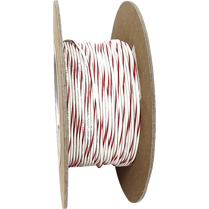 100' SPOOL 20-GAUGE WIRE (WHITE/RED STRIPE)